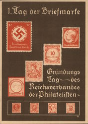 Founding of the National League of Stamp Collectors, 1936, "Dear Fellow Collectors..." Nazi Germany Postcard Postcard Postcard