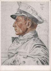 Naval Officer, Lt. Captain Schubart, First to Sink an English Battle Ship, Navy Postcard