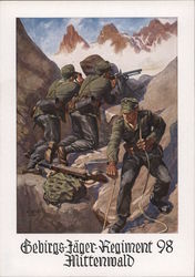 Alpine Mountain Troops in Action, 98th Regiment, Mittenwald, Bavaria, Combat Postcard