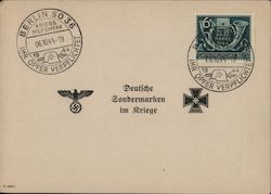 Special German War Time Stamps, 1944, Eagle & Swastika, Knight's Cross Nazi Germany Postcard Postcard Postcard