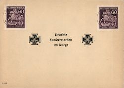 Special German War Time Stamps, 1944, Swastika, Knight's Cross Postcard