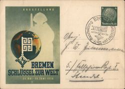 Bremen Germany, "Key to the World", 1938 Exhibit Nazi Germany Postcard Postcard Postcard