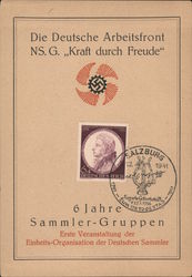 German Labor front, Strenth Through Joy Movement, KdF, 1936 Salzburg, Mozart Stamp Nazi Germany Postcard Postcard Postcard