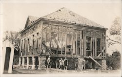 Men Near Destroyed Old Building Postcard