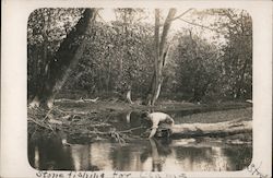 Stone fishing for clams Branchport, NY Postcard Postcard Postcard