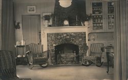 Rocking Chairs by the Fireplace Postcard