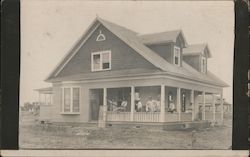 Workmen On Porch of New House Postcard