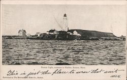 Boston Light, entrace to Harbor Postcard