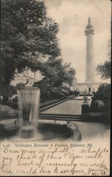 Washington Monument & Fountain Baltimore, MD Postcard Postcard Postcard