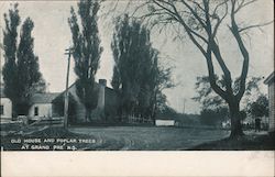 Old House and Poplar Treest Grand Pre, NS Canada Nova Scotia Postcard Postcard Postcard