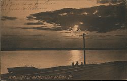 A Moonlight on the Mississippi Alton, IL Postcard Postcard Postcard