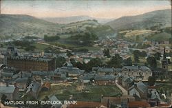 View of Town From Bank Postcard