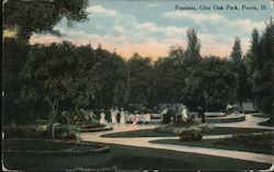 Fountain, Glen Oak Park Peoria, IL Postcard Postcard Postcard