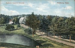 Burbank Hospital Grounds Fitchburg, MA Postcard Postcard Postcard