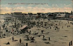 beach, South from Million Dollar Pier Atlantic City, NJ Postcard Postcard Postcard