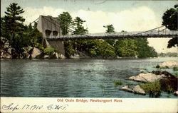 Old Chain Bridge Newburyport, MA Postcard Postcard