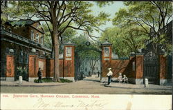 Johnston Gate, Harvard College Postcard