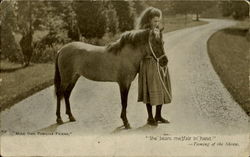 Girl and Pony Horses Postcard Postcard