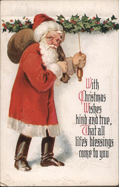 Santa Carrying his Pack Santa Claus Postcard