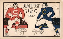 Stanford vs UC Berkeley Football game, 21-11, 1907 California Helmick Postcard Postcard Postcard