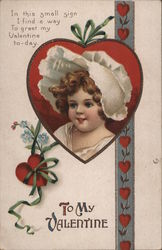 To My Valentine - Young Girl Wearing A Bonnet Children Ellen Clapsaddle Postcard Postcard Postcard