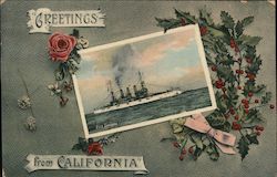 Greetings from California USS Louisiana Postcard