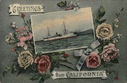 Greetings from California USS Glacier Great White Fleet Postcard Postcard Postcard