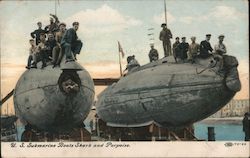 U.S. Submarine Boats. Shark and Porpoise. Postcard