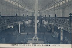 Grand Saloon on the S.S. Eastern States Interiors Postcard Postcard Postcard