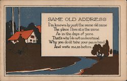 Same Old Address; Comical Poem Encouraging Recipient to Write More Often Comic, Funny Postcard Postcard Postcard