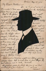 The Black Silhouette of a Man Wearing a Hat Postcard