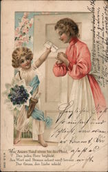 A Little Angel Handing a Letter To a Woman Cupid Postcard Postcard Postcard