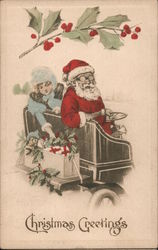 Christmas Greetings Santa in Sleigh Santa Claus Postcard Postcard Postcard