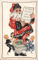 Santa with Children Dancing Around Him Santa Claus Postcard Postcard Postcard