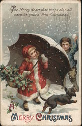 Two Children Playing in the Snow Ellen Clapsaddle Postcard Postcard Postcard