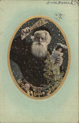 With Good Wishes - Santa Holding a Doll Santa Claus Postcard Postcard Postcard