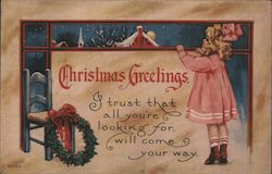 Christmas Greetings Children Postcard Postcard Postcard