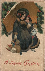 A Woman Carrying a Little Girl Through the Snow Children Postcard Postcard Postcard