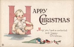 Happy Christmas, May You Have a Contented and Happy Christmas Postcard