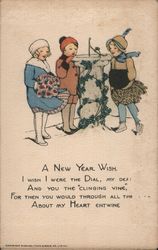 A New Year Wish.I Wish I were the Dial, My Dear. And you were the "clinging vine," Children Postcard Postcard Postcard