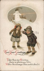 New Year's Greetings Take thou my greeting, there is plenteous love within the message if thou seek Children Postcard Postcard Postcard