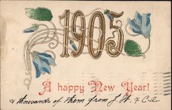 1905, A Happy New Year! Postcard