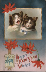 Happy New Year Wishes - Two Kittens Postcard