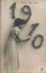 A Happy New Year 1910 Beautiful Ladies Postcard Postcard Postcard