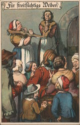 Two Women in Chains and Locks While a Crowd Watches Postcard Postcard Postcard