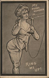 Ring Me Up! - A Woman Holding a Telephone Postcard