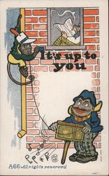 Two Monkeys Painting A House Postcard