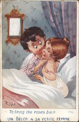 A Peck for the Little Woman to Bring the Roses Back Couples Postcard Postcard Postcard