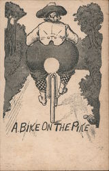 A Bike on the Pike - Woman riding a bike Women Postcard Postcard Postcard