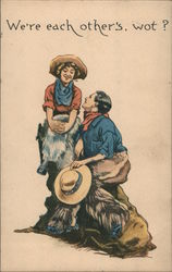 We're Each Other's, Wot? - A Cowboy and Cowgirl Postcard